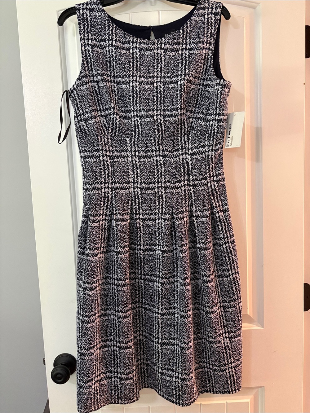 Sleeveless Blue and White Plaid Fit & Flare Dress